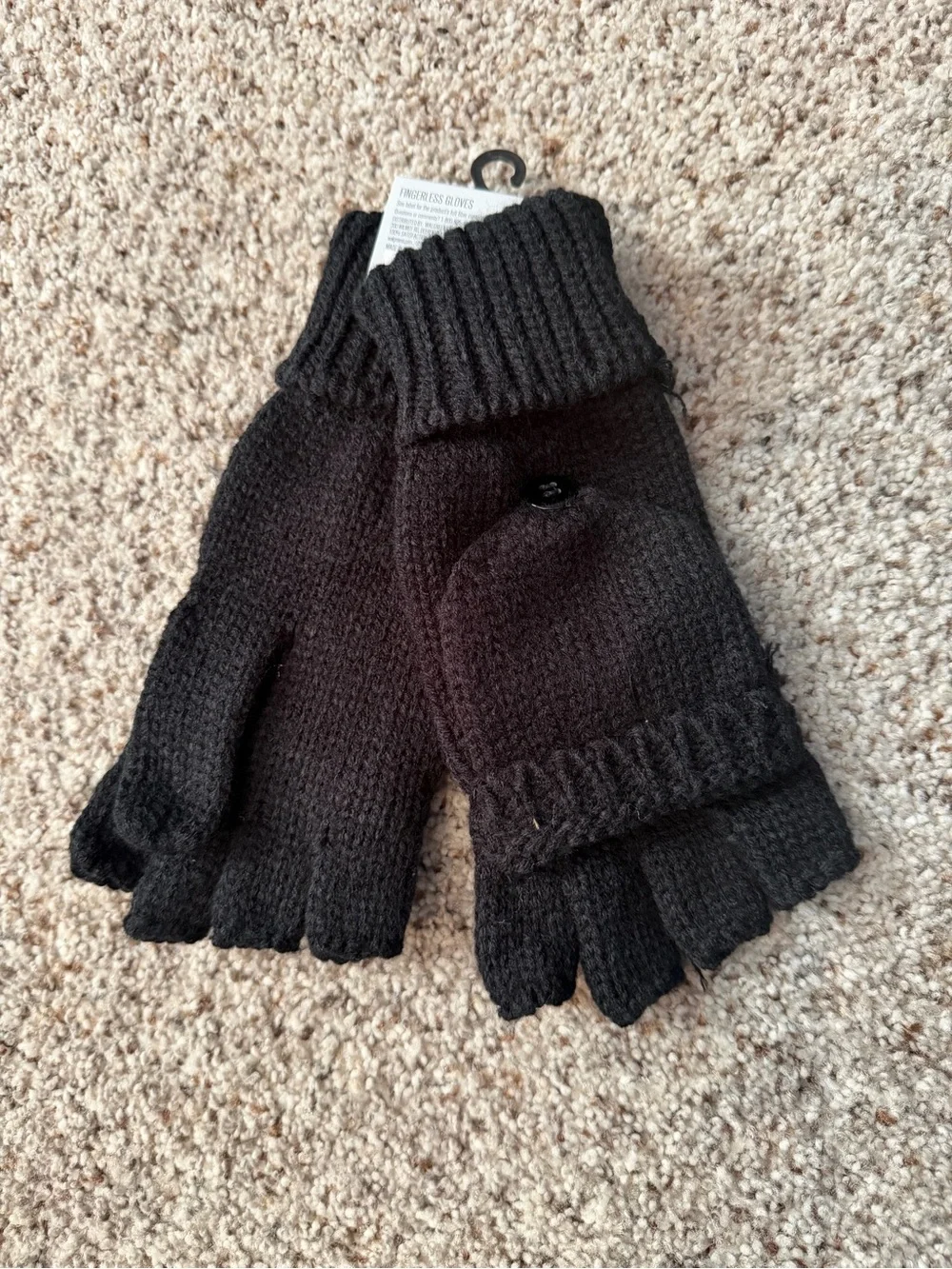 West Loop Black Convertible Fingerless Mittens